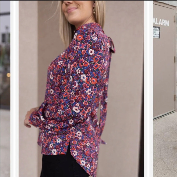 Veronica Beard Silk Chilton Blouse Pink Floral 4 - Picture 9 of 16